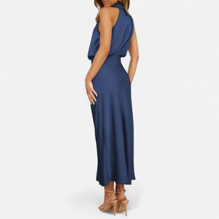 Women's Elegant Sleeveless Long Satin Dress