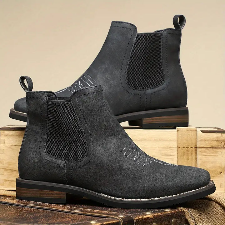 Rugged Men's Boots with Elastic Side Panels - Classic and Durable