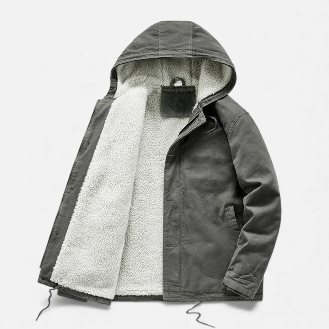 Warm Lined Men's Winter Jacket with Hood