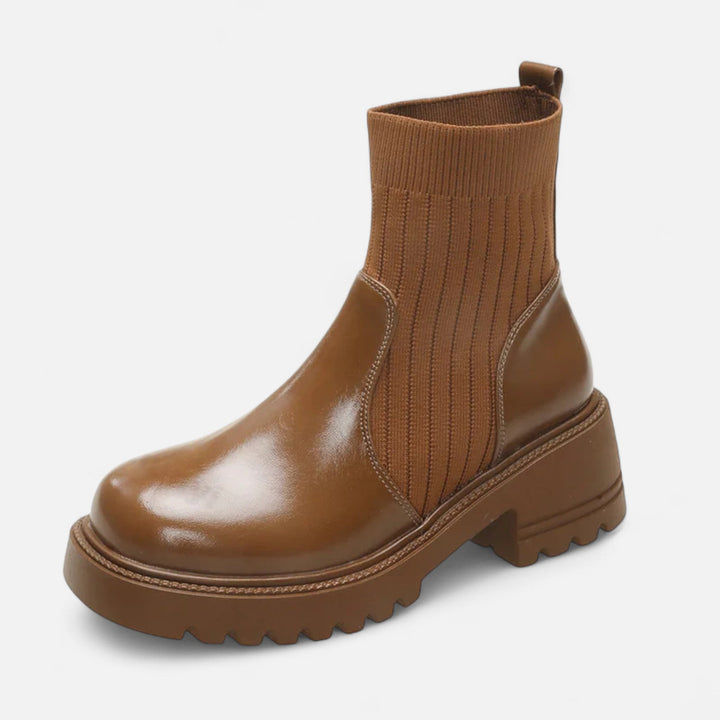 Elegant Women's Block Heel Ankle Boots - Slip-On Design