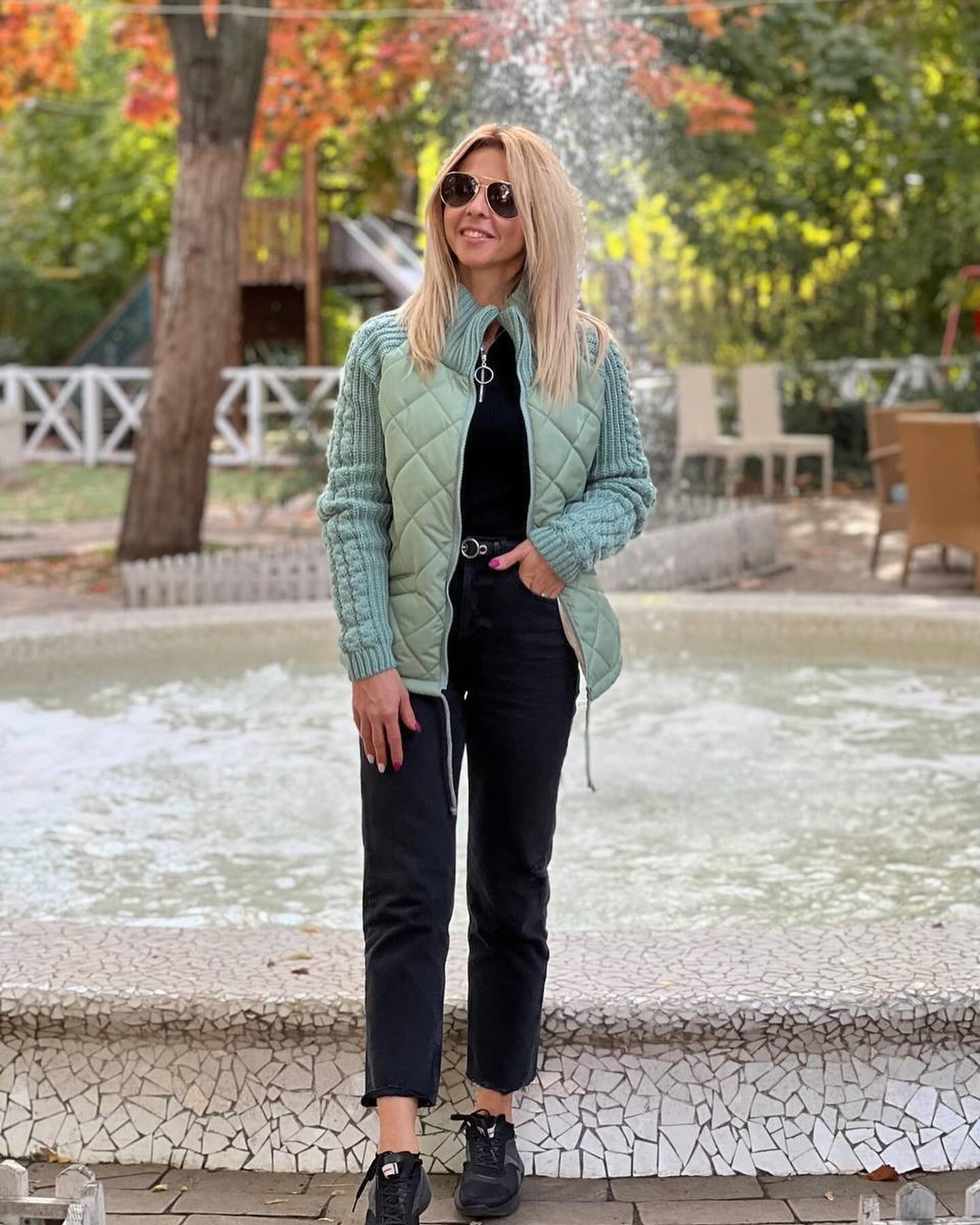 Women's Patchwork Knit Cardigan - Lightweight Winter Jacket