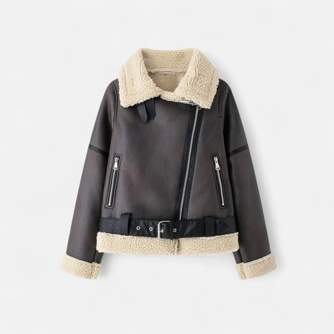 Elegant Fitted Women's Suede Leather Jacket