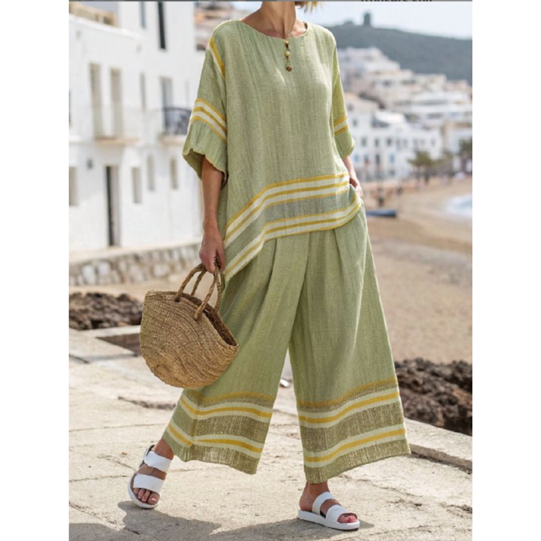 Stylish Striped Women's Two-Piece Set