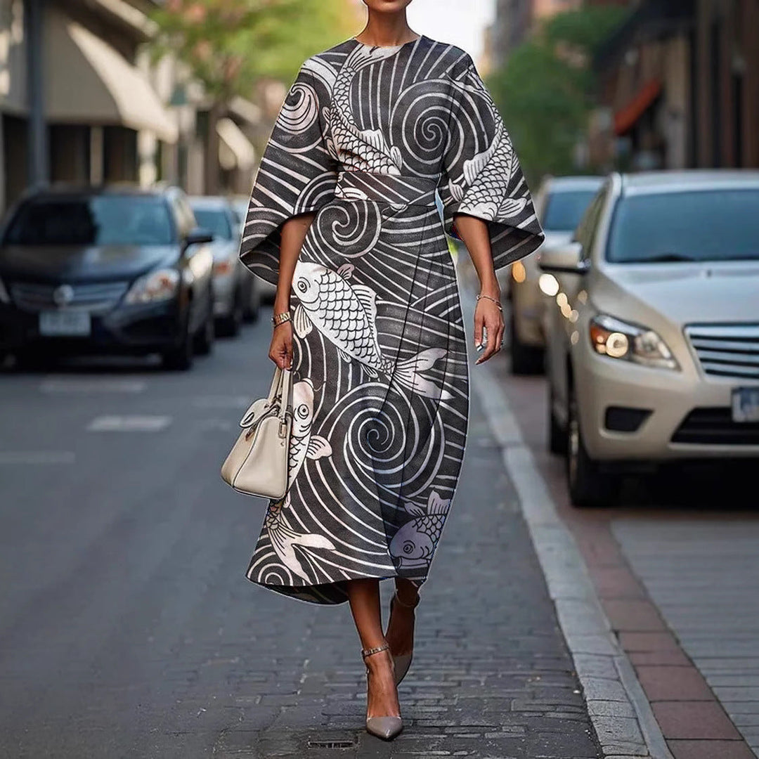 Elegant Round Neck Women Dress