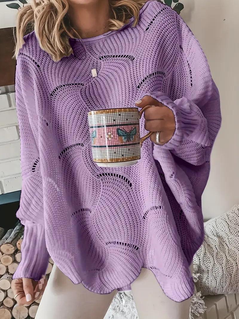 Elegant Cut-Out Knit Sweater for Women