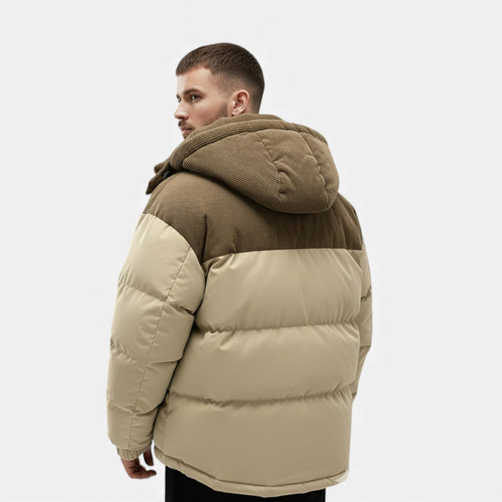 Lined Warm Men's Winter Jacket with Removable Hood