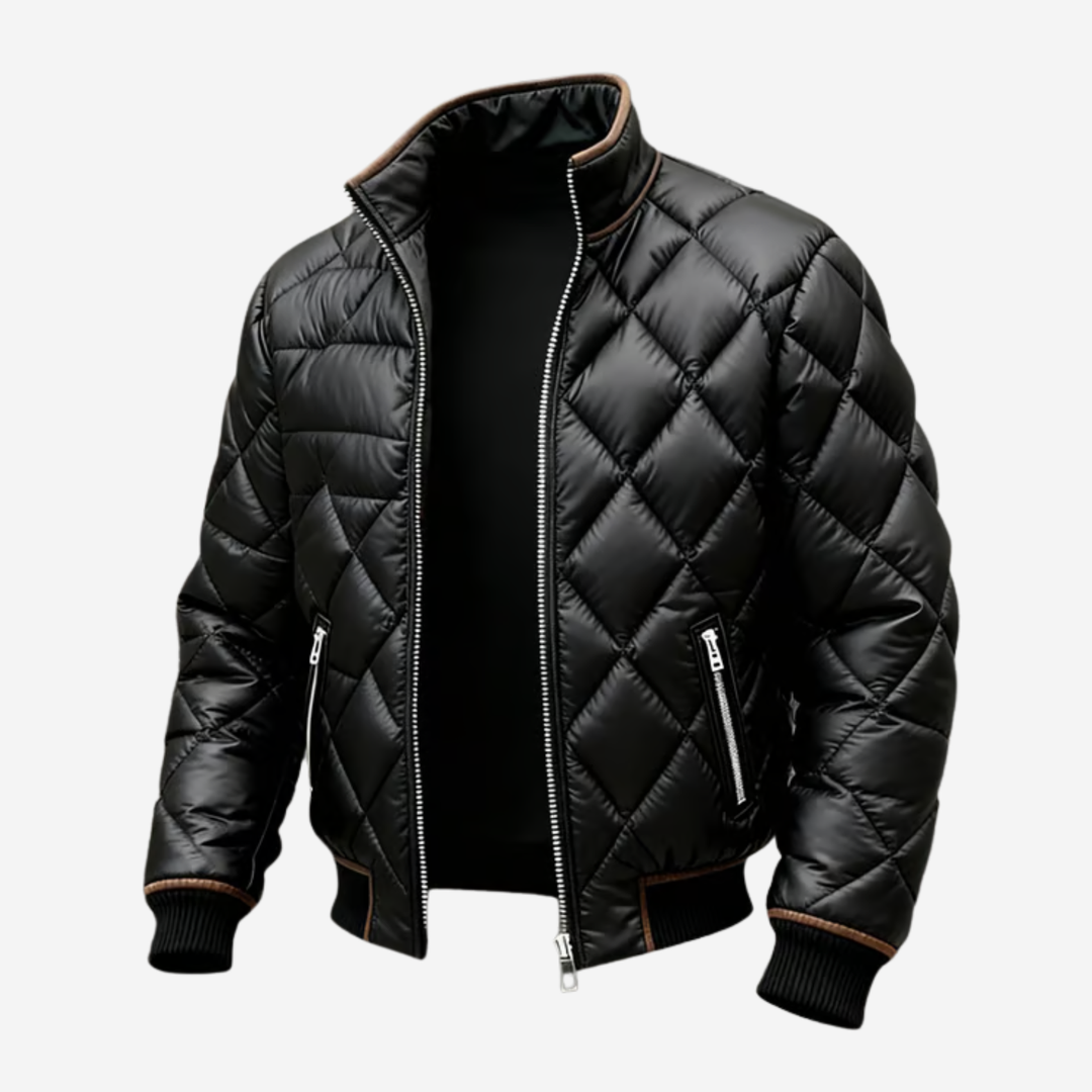 Men's Quilted Jacket - Lightweight Diamond Quilting with Thermal Insulation