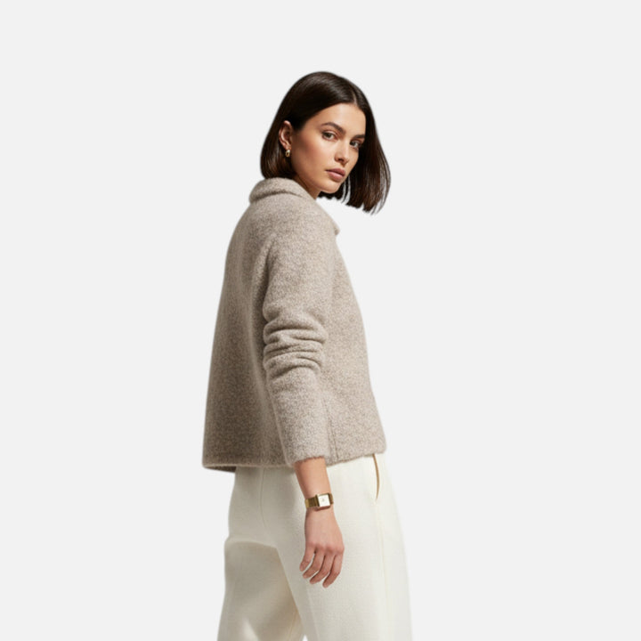 Elegant Knit Cardigan with Floral Buttons for Women