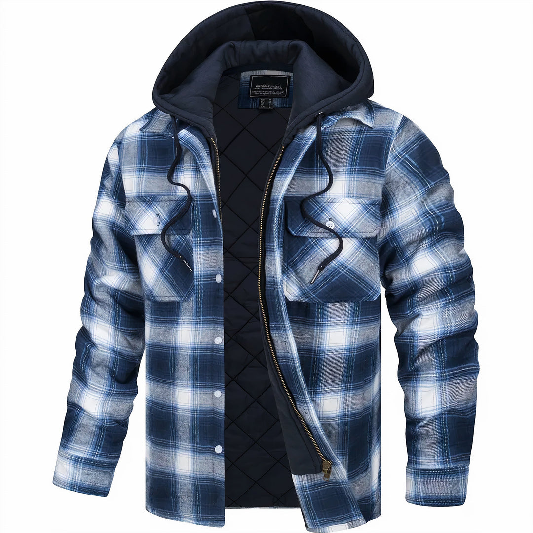 Men's Plaid Transitional Jacket with Zip Closure