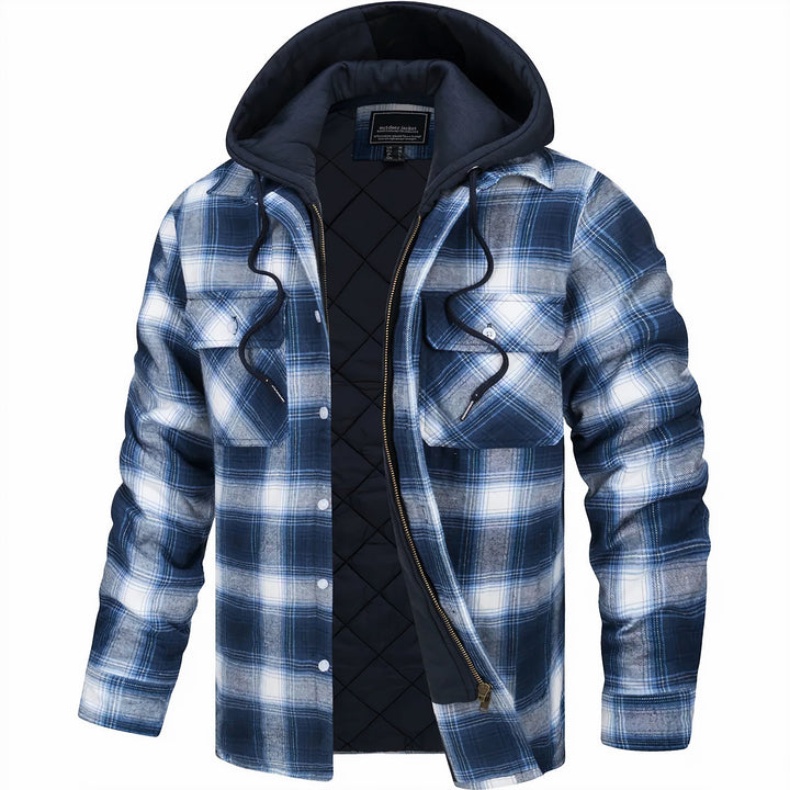 Men's Plaid Transitional Jacket with Zip Closure
