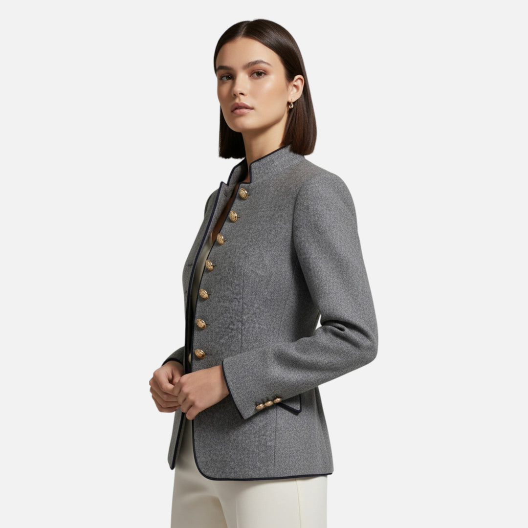Elegant Double-Breasted Women's Wool Blazer