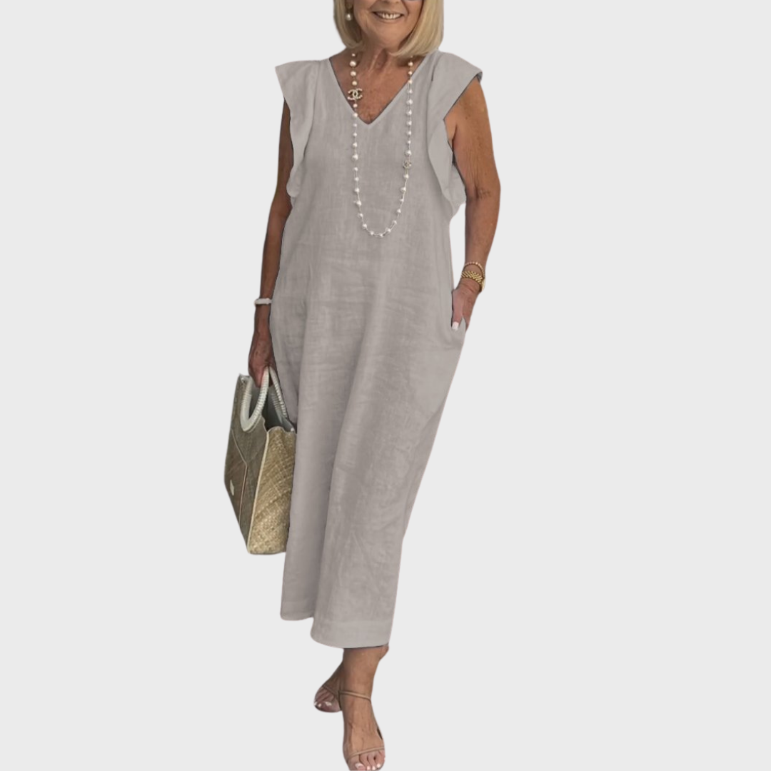 Sleeveless Casual Women's Maxi Dress with Pockets