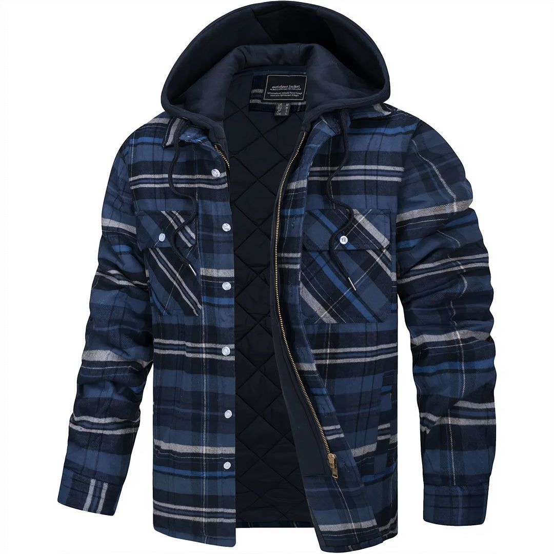 Men's Plaid Transitional Jacket with Zip Closure