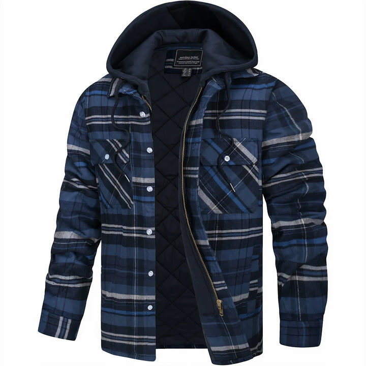 Men's Plaid Transitional Jacket with Zip Closure