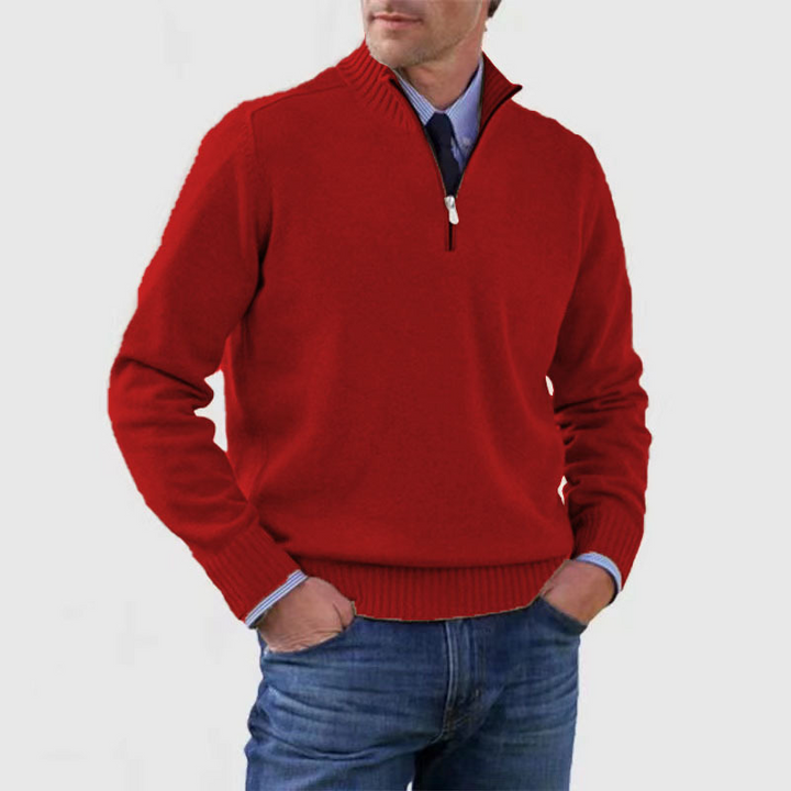 Warm Men's Pullover with Zipper
