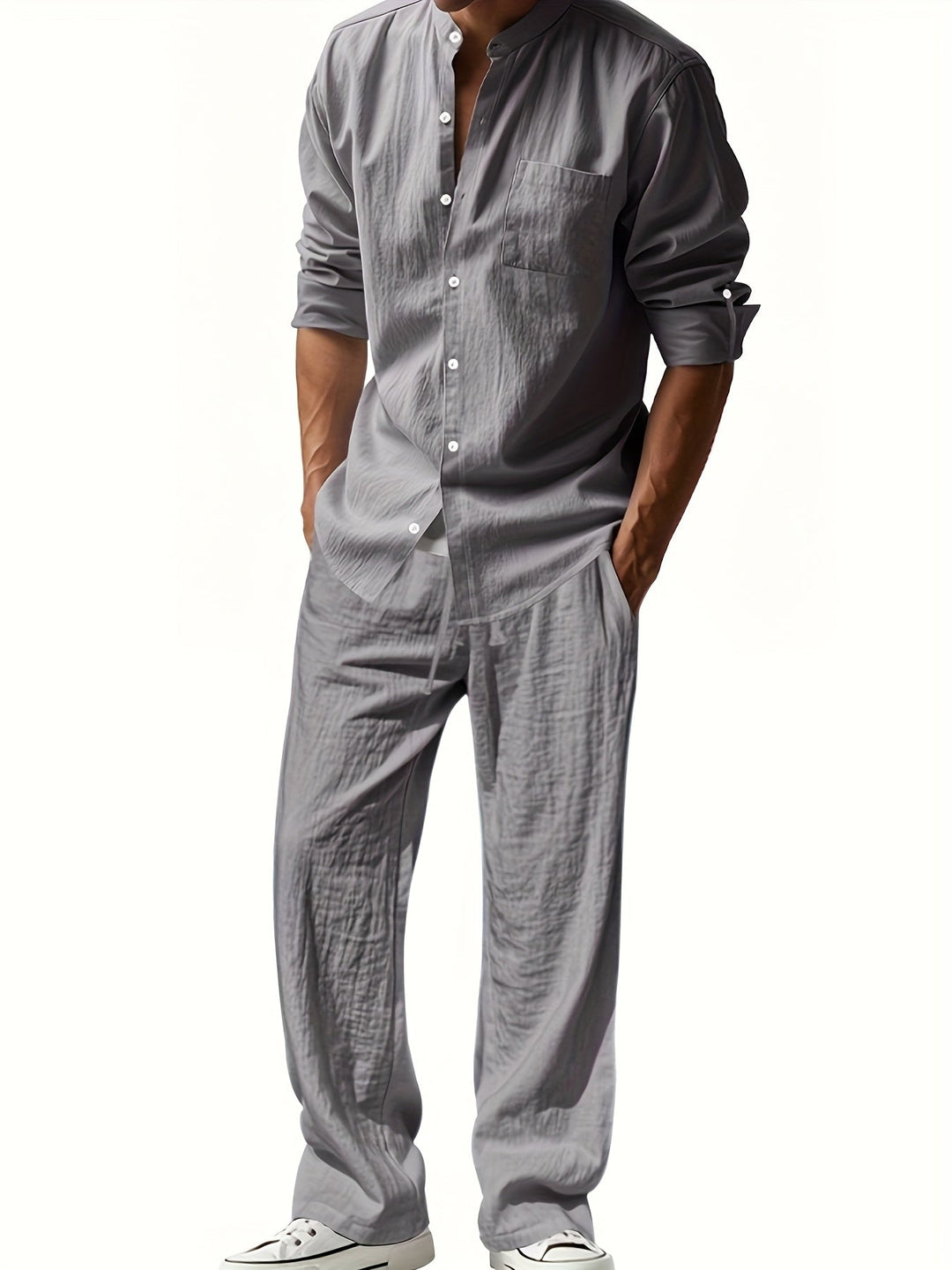 Men's Casual Linen Set - Two-Piece Summer Outfit in Natural Linen