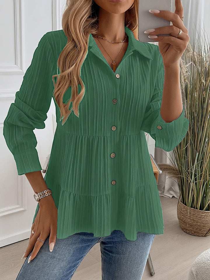 Flowy Women's Tunic Blouse with Button Front - Lightweight and Versatile