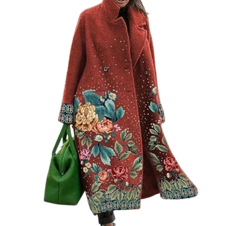 Elegant Oversized Women's Coat with Artistic Patterns