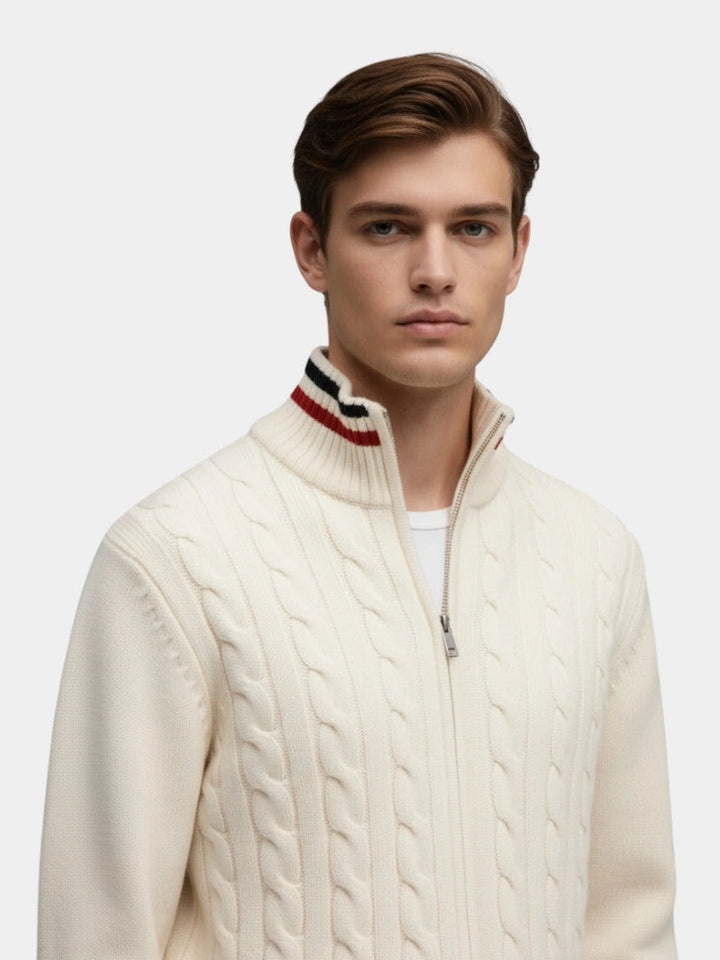 Men's Half-Zip Turtleneck Pullover - Elegant Half-Zip Sweater