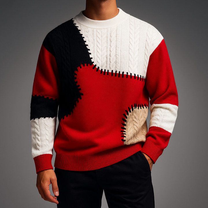 Men's Textured Pullover with Modern Design - Versatile and Comfortable
