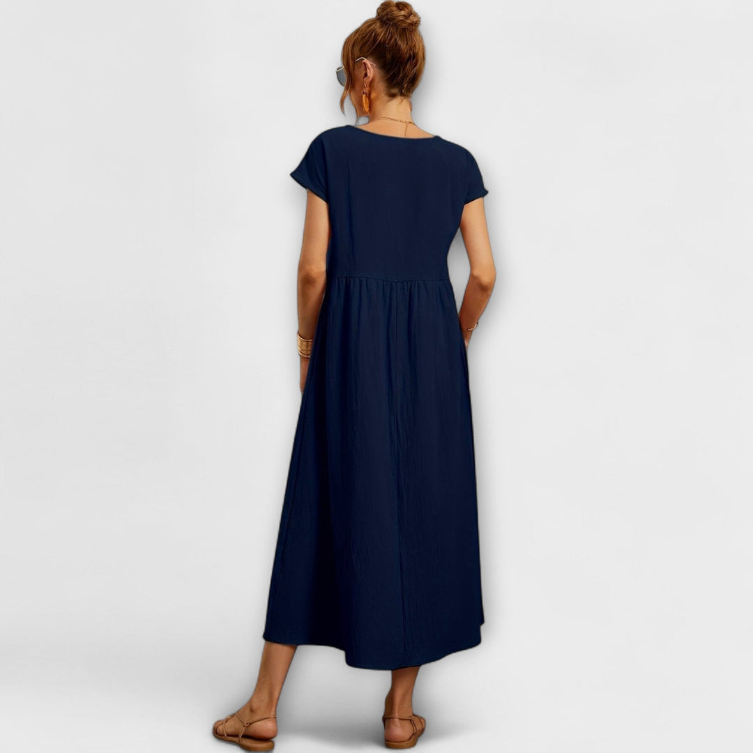 Elegant Women's Spring Dress with Flowing Silhouette - Light and Airy