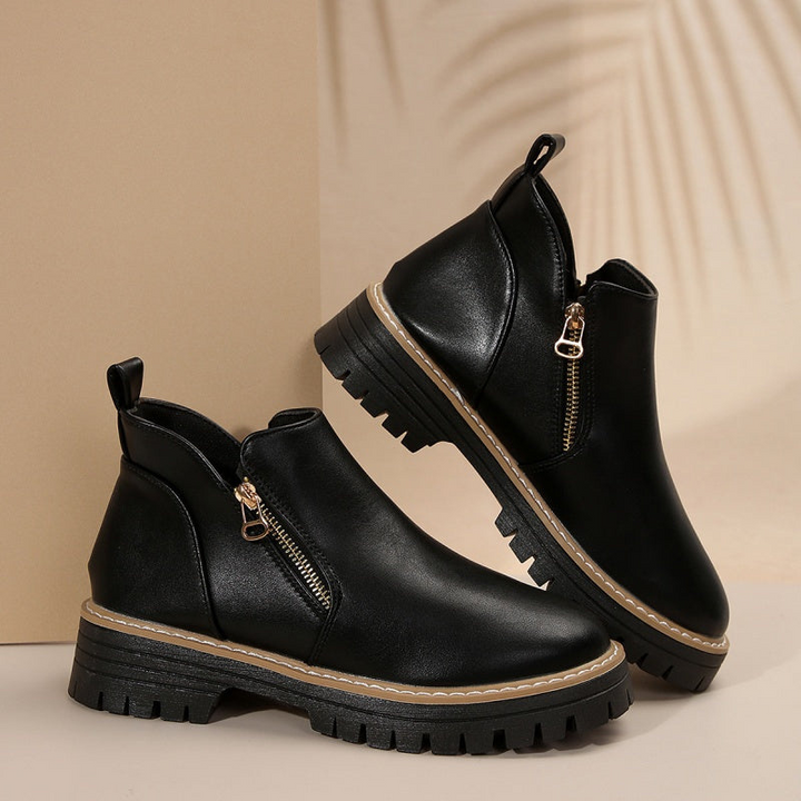 Elegant Women's Ankle Boots with Orthopedic Comfort - Black