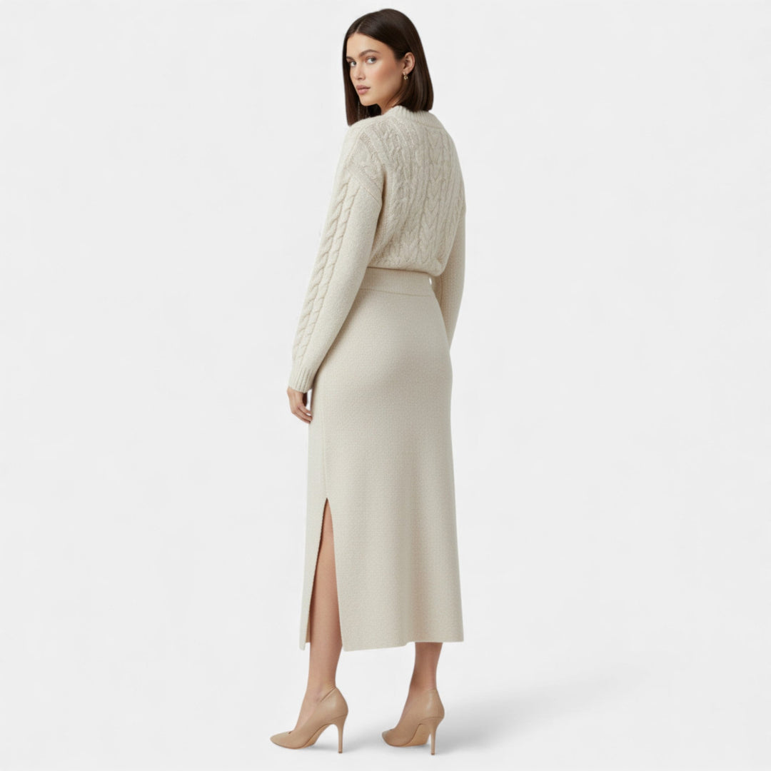 Women's Elegant Wool A-Line Midi Skirt