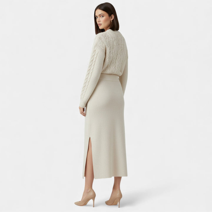 Women's Elegant Wool A-Line Midi Skirt
