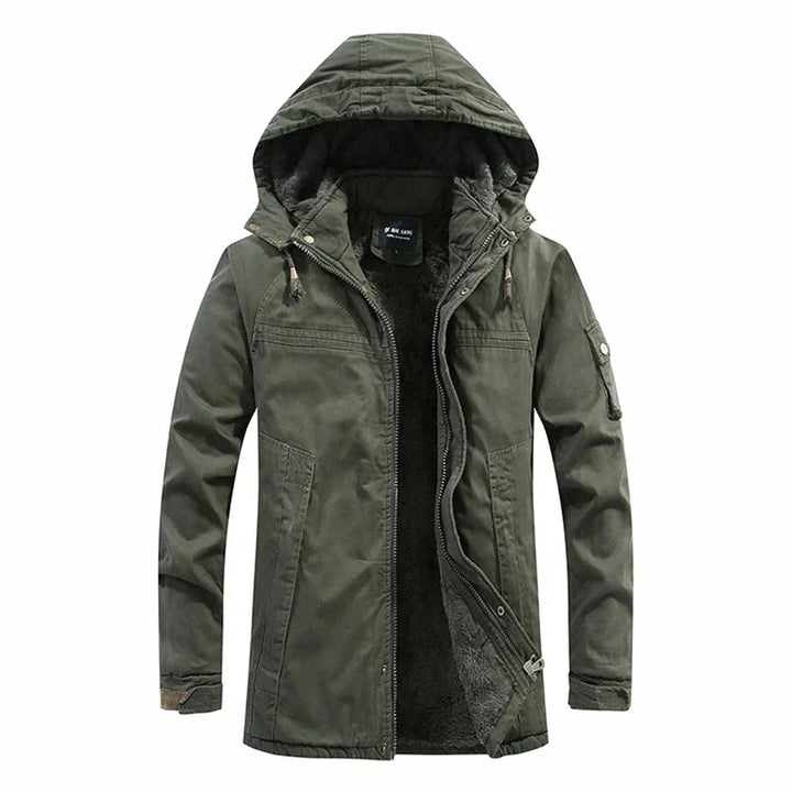 Fleece-Lined Warm Men's Winter Jacket with Hood
