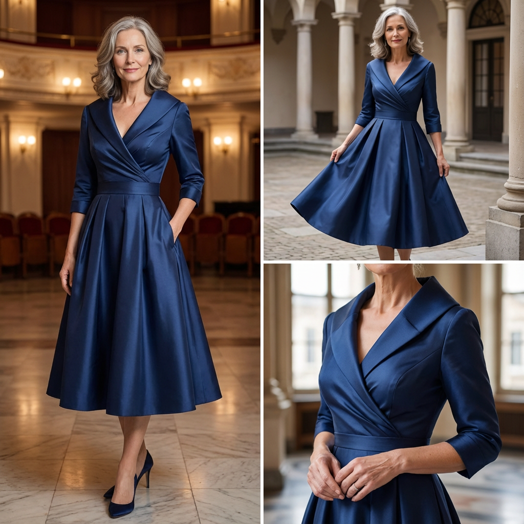 Women's Elegant Midi Dress with Subtle Shimmer