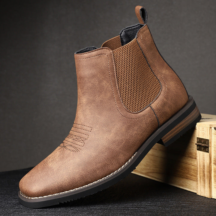 Rugged Men's Boots with Elastic Side Panels - Classic and Durable