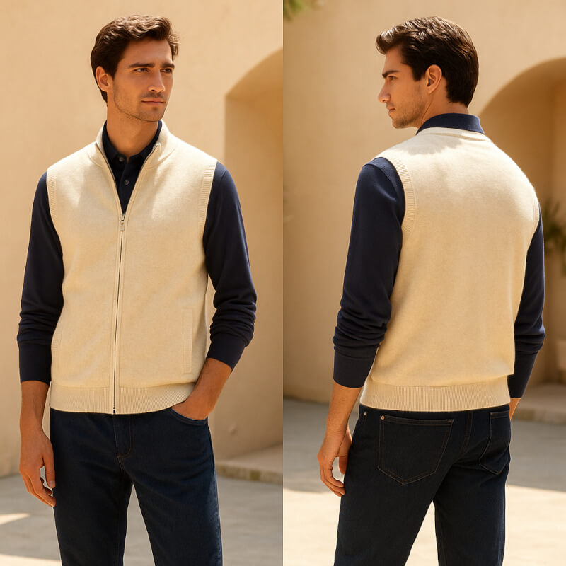 Men's Cashmere Zip-Up Vest