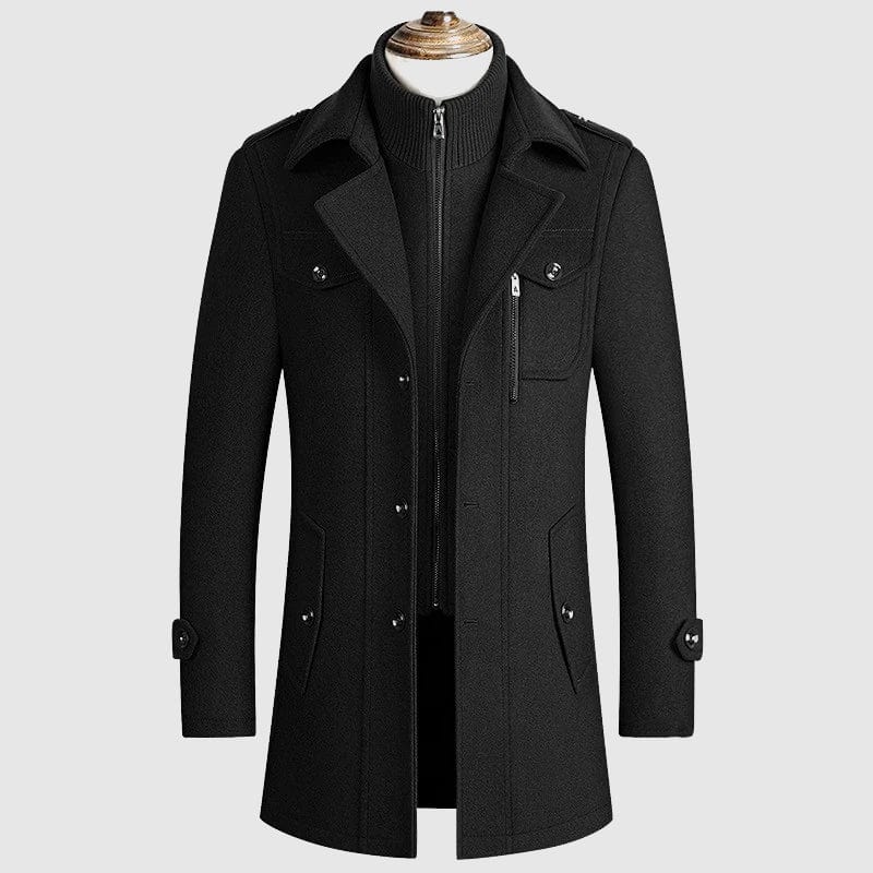 Elegant Men's Winter Coat in Wool-Cotton with Zipper - Classic Regular Fit