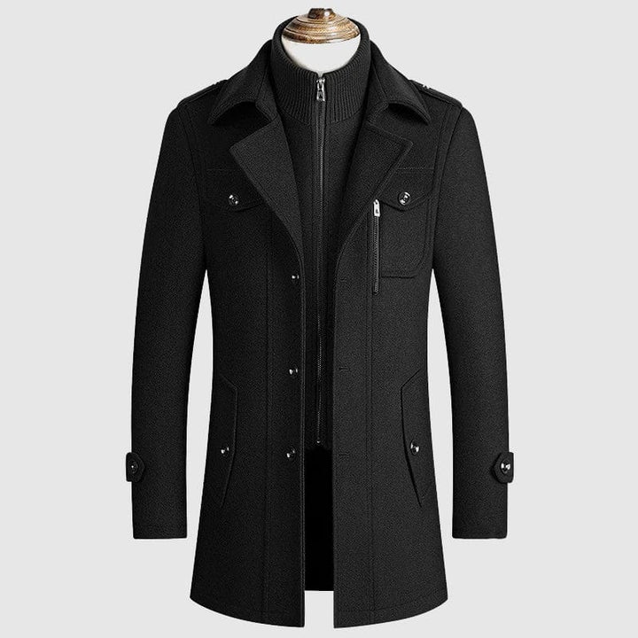 Elegant Men's Winter Coat in Wool-Cotton with Zipper - Classic Regular Fit