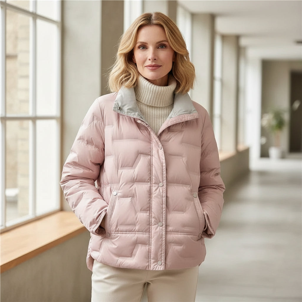 Women's Lightweight Quilted Down Jacket with Stand Collar