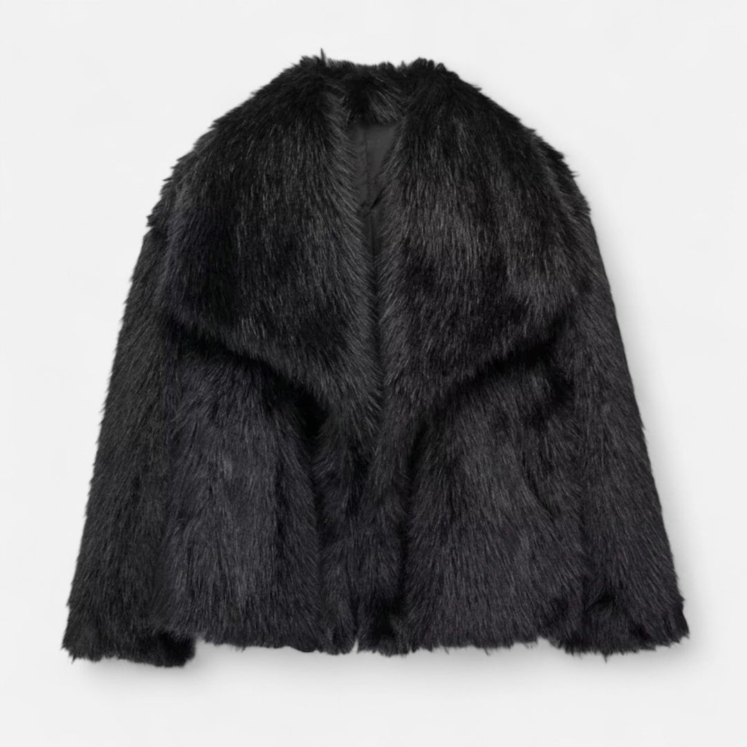 Elegant Faux Fur Plush Winter Coat for Women