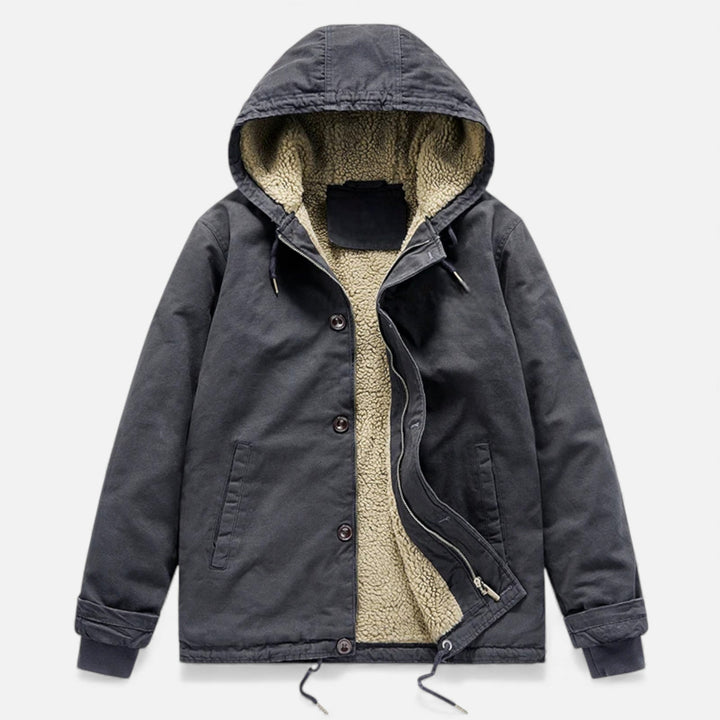 Warm Lined Men's Winter Jacket with Hood