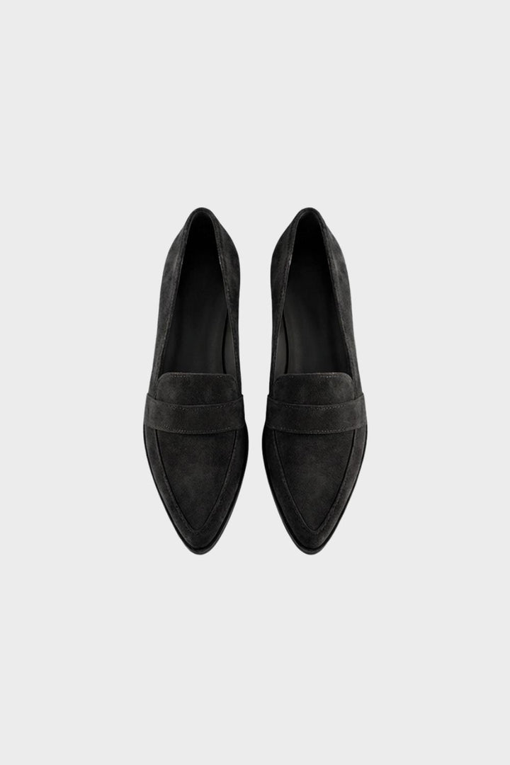 Elegant Pointed-Toe Women's Suede Loafers with Block Heel