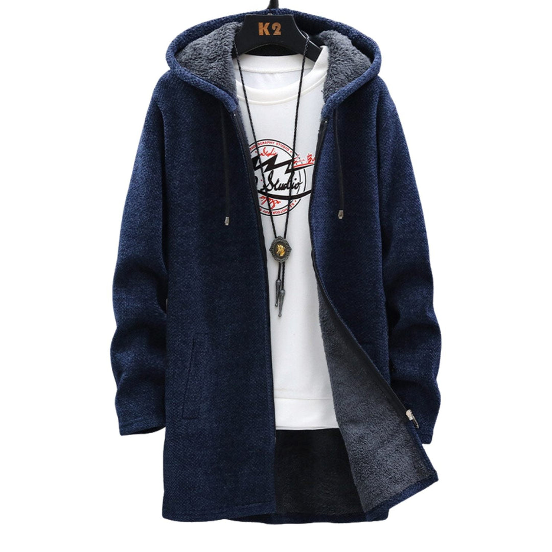 Warm Long Men's Winter Coat with Hood - Soft and Windproof