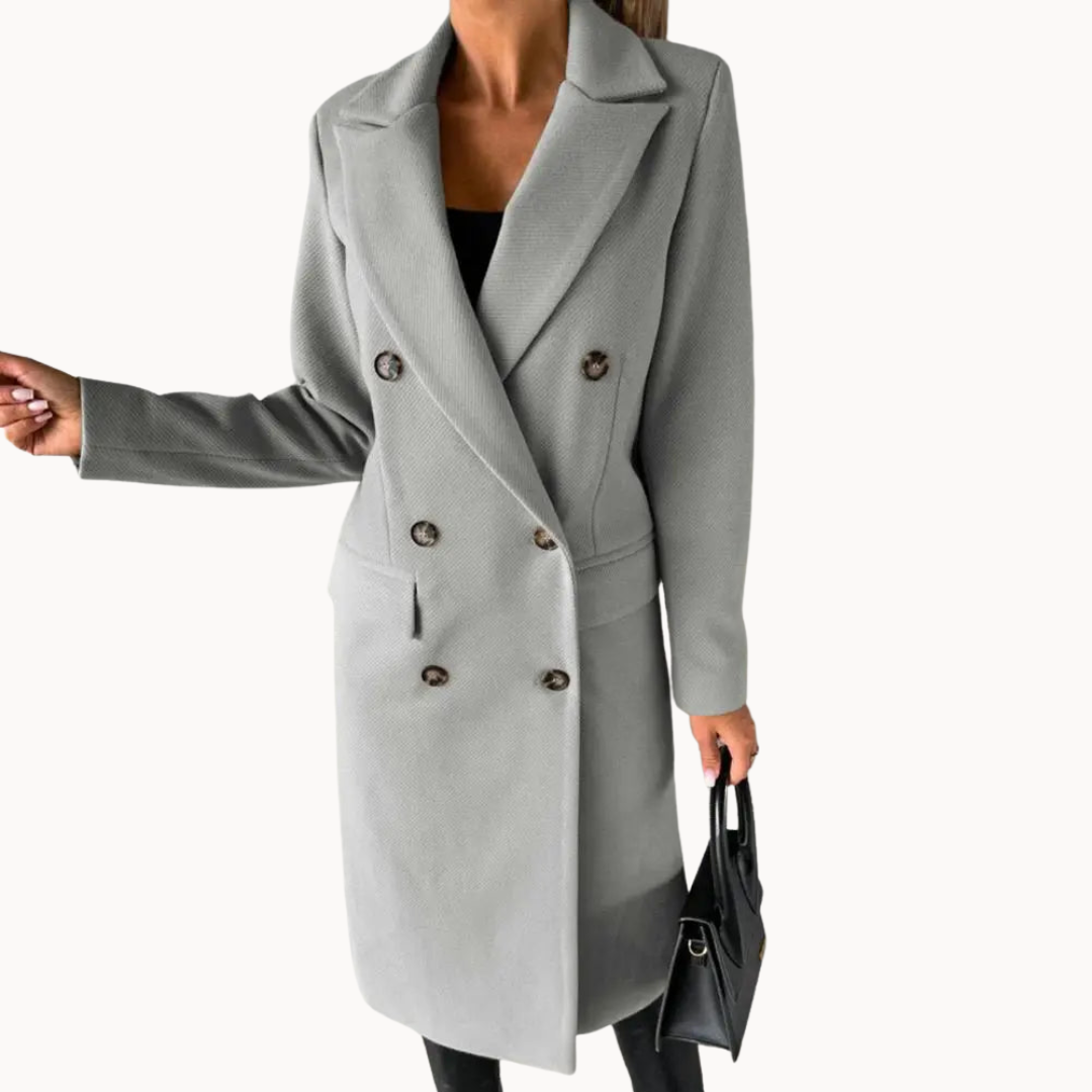 Elegant Women's Winter Coat in Wool Blend - Warm and Fitted