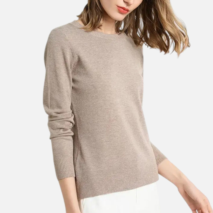 Lightweight Merino Wool Crew Neck Sweater for Women