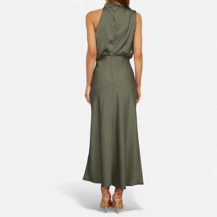 Women's Elegant Sleeveless Long Satin Dress