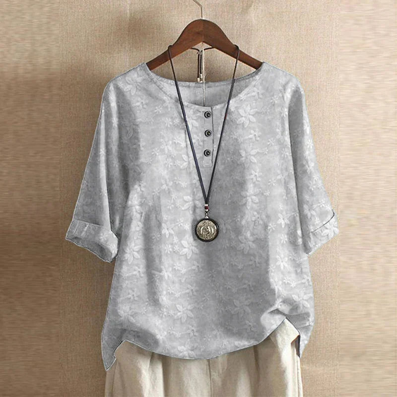 Elegant Retro-Inspired Women's Floral Blouse