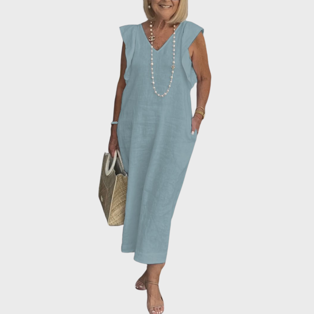 Sleeveless Casual Women's Maxi Dress with Pockets