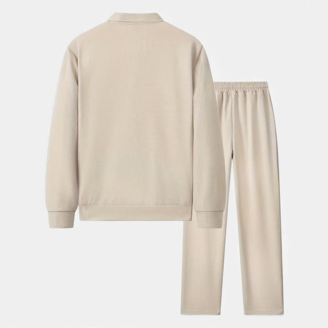 Two-Piece Waffle Knit Men's Casual Outfit