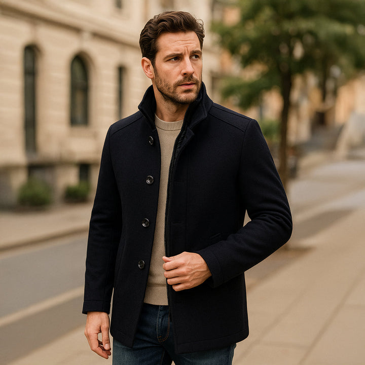 Classic Wool Blend Men's Trench Coat