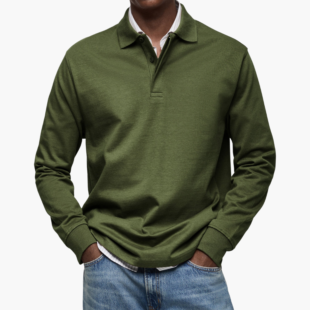 Elegant Men's Long Sleeve Casual Polo Shirt