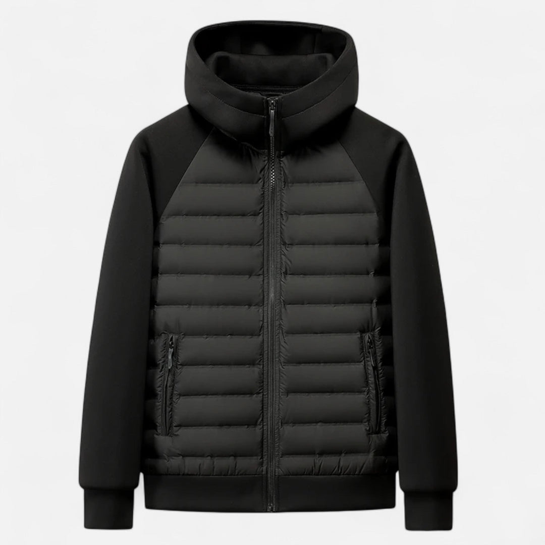 Warm Hooded Down Jacket for Men - Quilted and Lightweight