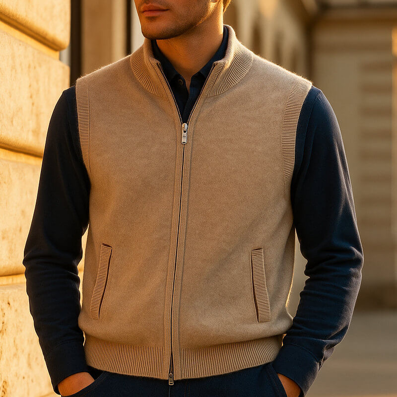 Men's Cashmere Zip-Up Vest