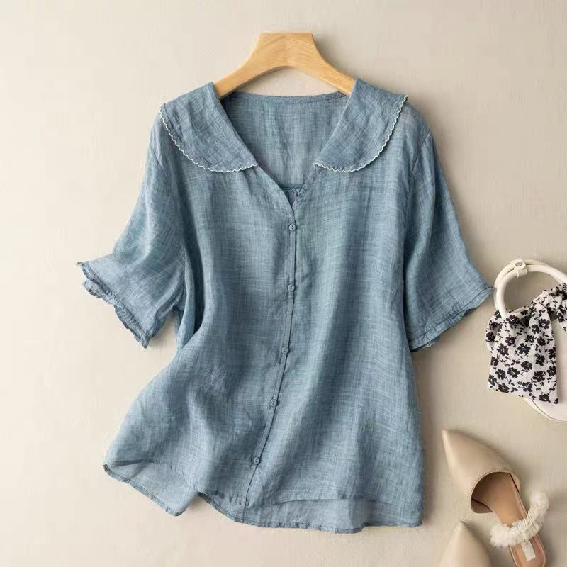 Elegant Vintage Women's Blouse with Button Detail
